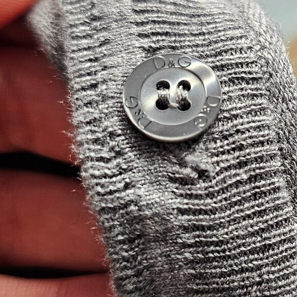 Dolce & Gabanna D&G Short Sleeve Silk Cotton Button Up Cardigan, Gray, 50 / US L - Picture 12 of 12